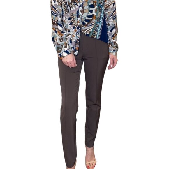 Mac High Rise Tech Sleek Anna Zip Stretch Pants Sz 12 In Chocolate Espresso - Picture 3 of 16